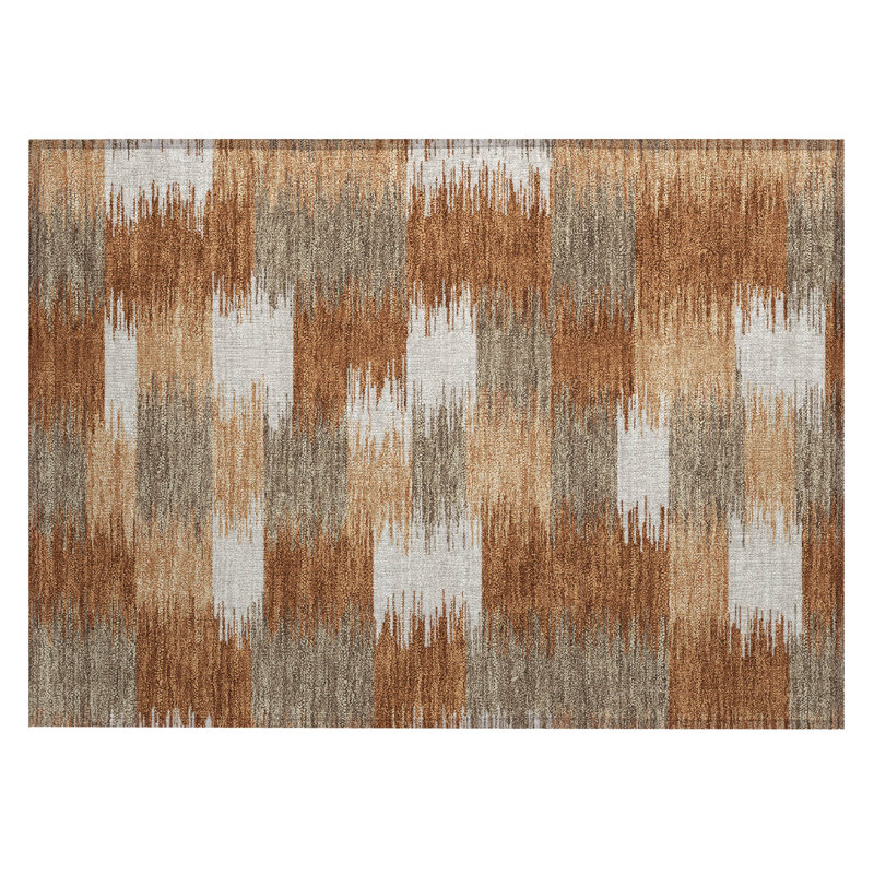 Machine Washable Indoor/Outdoor Chantille ACN2912 Geometric Rug, 1'8" x 2'6", Paprika