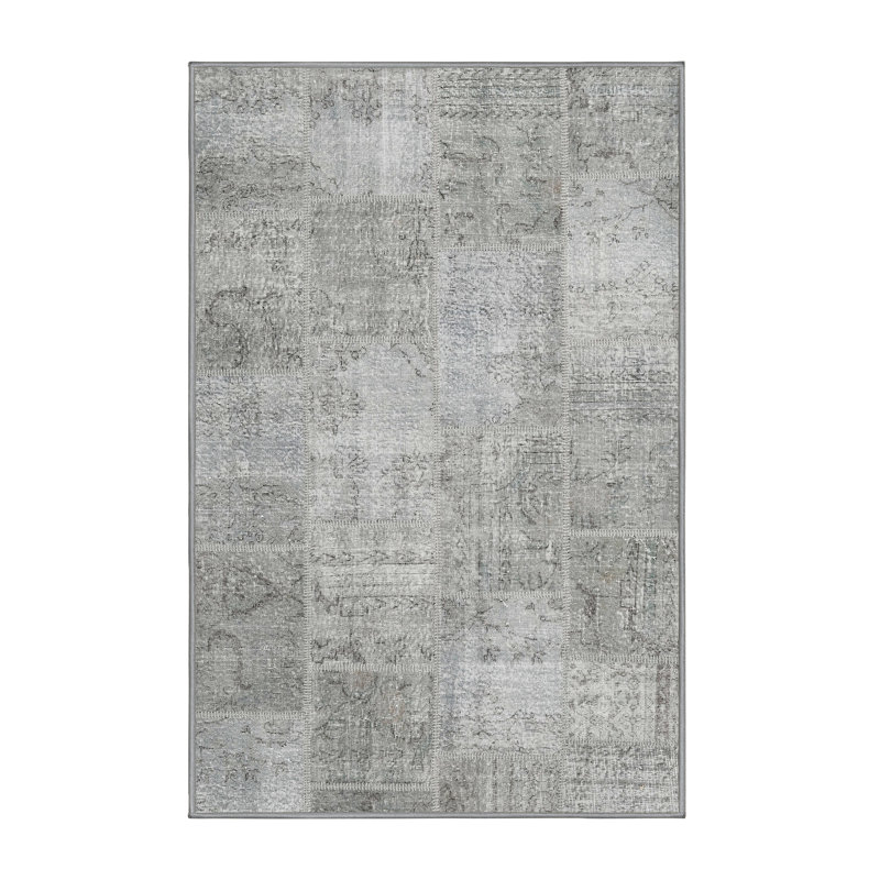 Tapis contemporain gris / beige, Rectangle 8 pi x 12 pi
