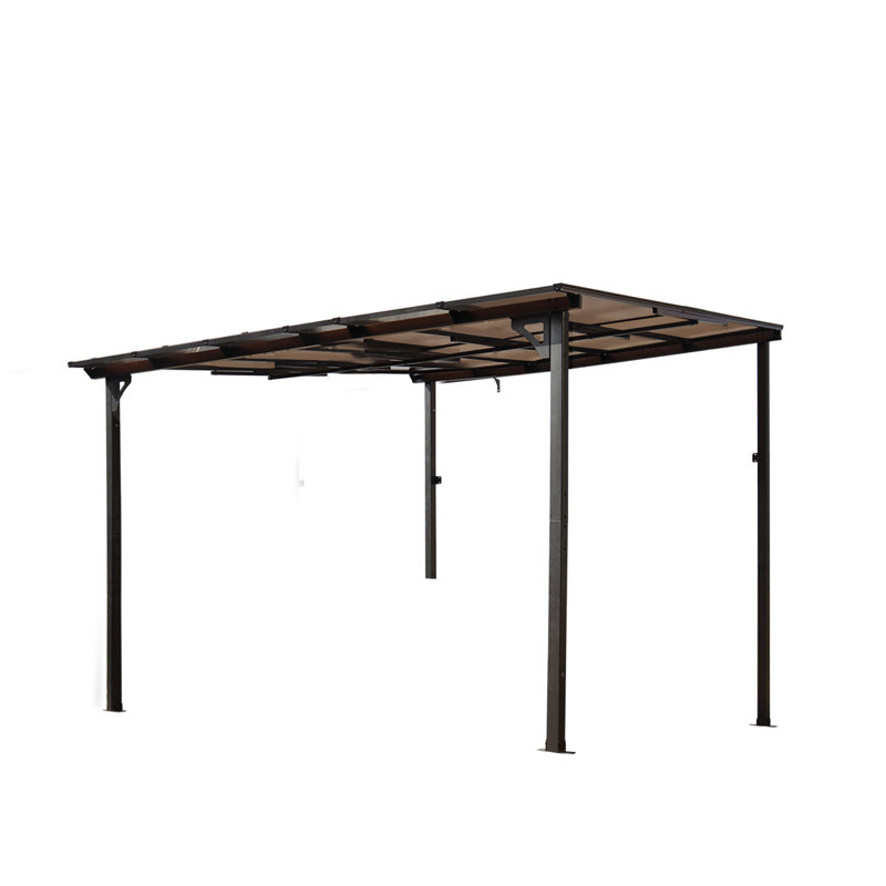 10’ X 10’ Outdoor Pergola Gazebo, Wall - Mounted Lean - To Metal Awning Structure With Roof, Large Heavy - Duty Design For Patio, Decks, Backyard Use, Ideal For Outdoor Relaxation, Gardening, And Social Gatherings