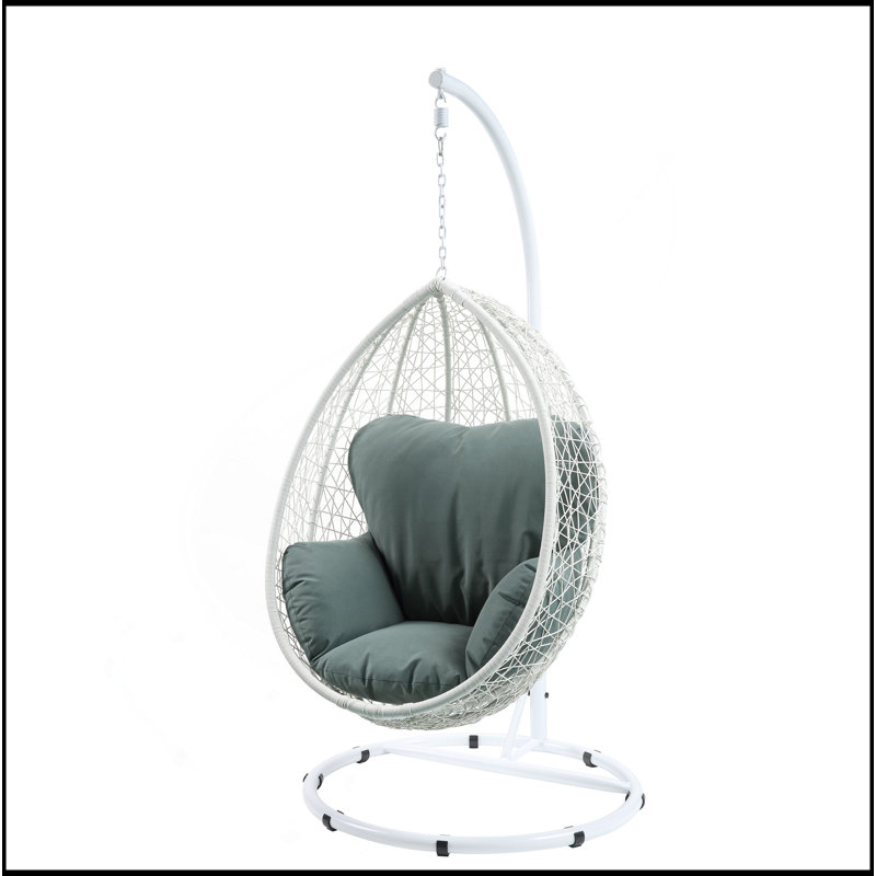 Fauteuil suspendu Simona, Coussin vert / cadre blanc