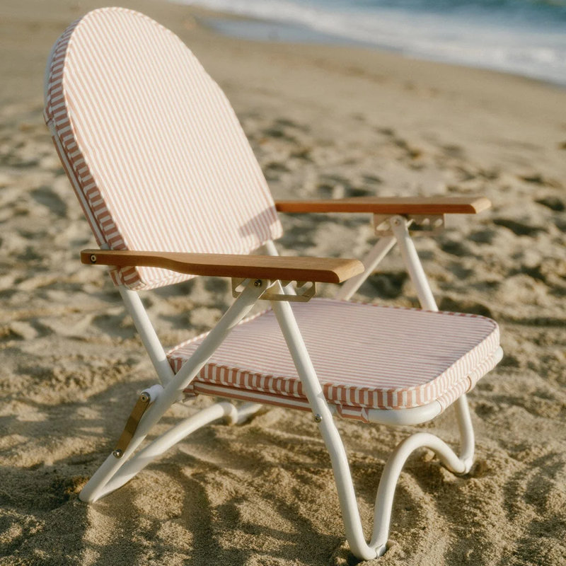 Chaise de plage inclinable avec coussin Pam, Rose