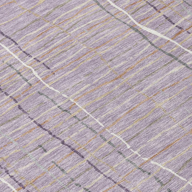 Lavender Stripe Synthetic Flat Woven Washable Rug 2'6" x 3'10"