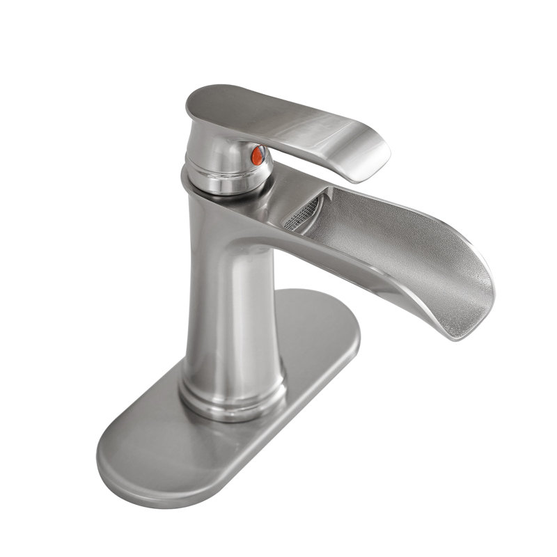 Robinet pour salle de bain à poignée simple Waterfall,  Nickel brossé