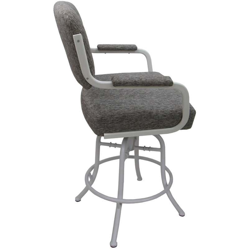 Tabouret de bar pivotant 30 po Jomiah, Blanc, Gris clair