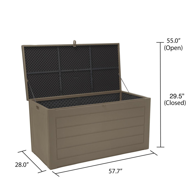 Wade Logan 146.56cm W 681.37L Water Resistant Plastic Lockable Deck Box, Tan