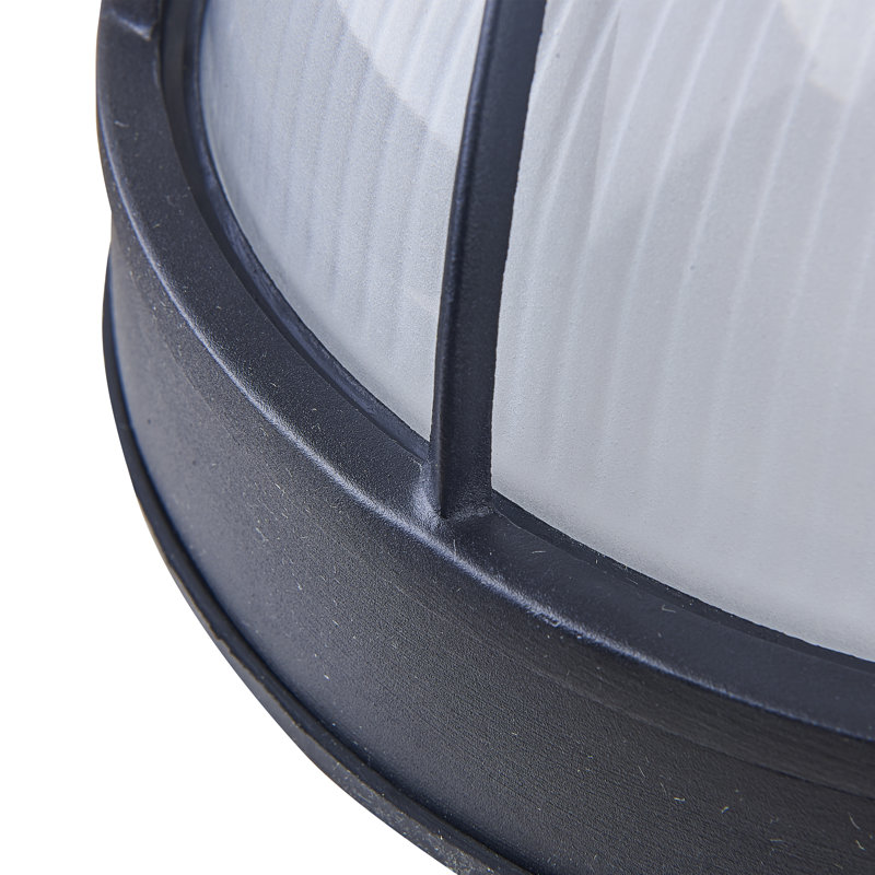 1-light 9-inch Outdoor Ceiling Mount Light, Black Aluminum Frame With Clear Glass Shade