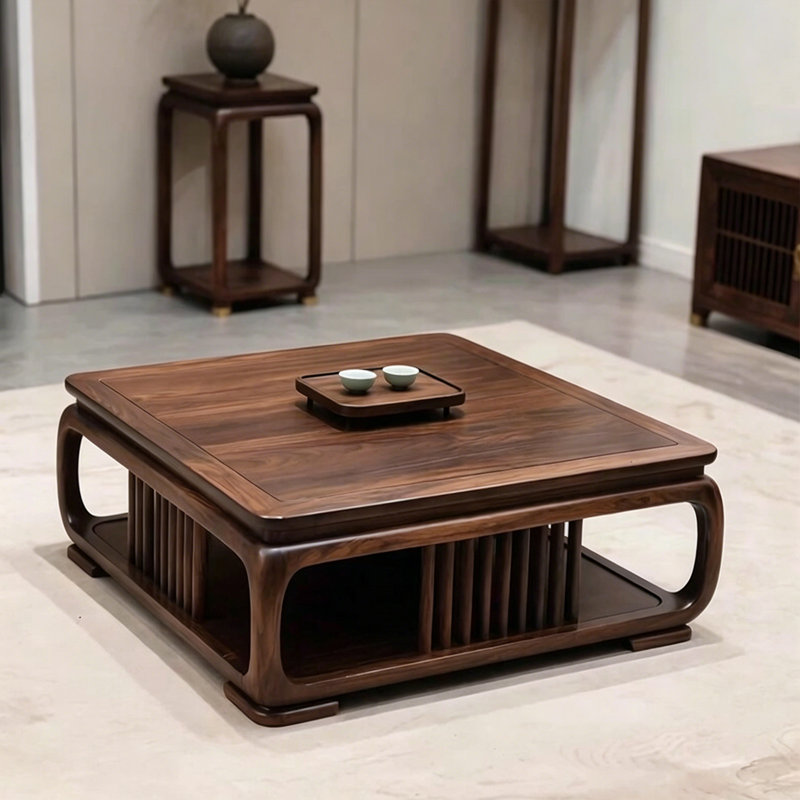 Medieval style solid wood coffee table