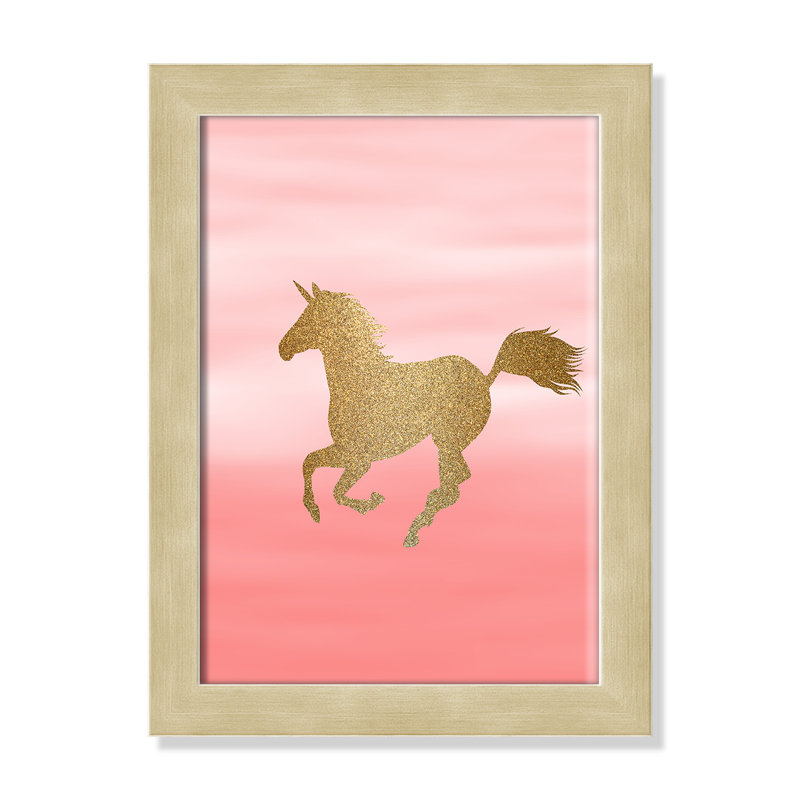 Ombre Pink 3' Wall Decal, 14" H x 10" W x 0.6" D, Champagne Framed