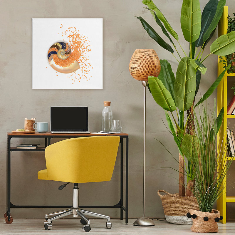 Orange Nautilus Spiral Canvas, design by Beth Adoette, 24" H x 24" W