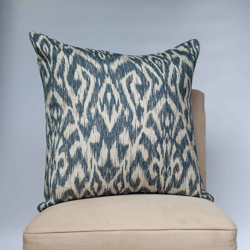 Ikat Blue Cushion, 58x58cm, Feather filled