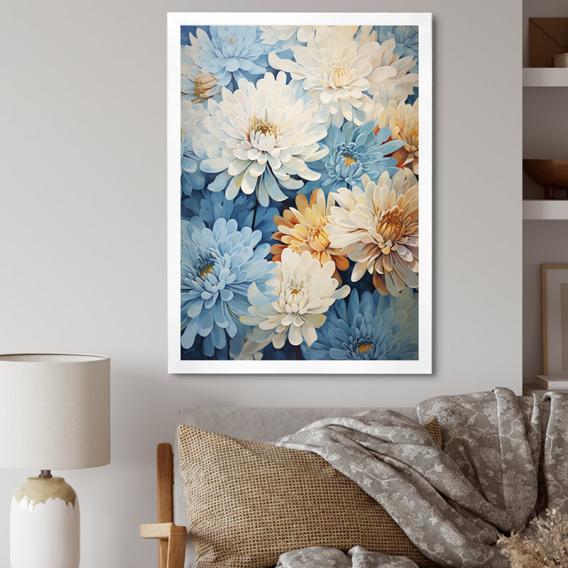 Minimalisme, peinture de maman en bleu et or, Cadre simple blanc, H 40 po x l 30 po x P 1,5 po