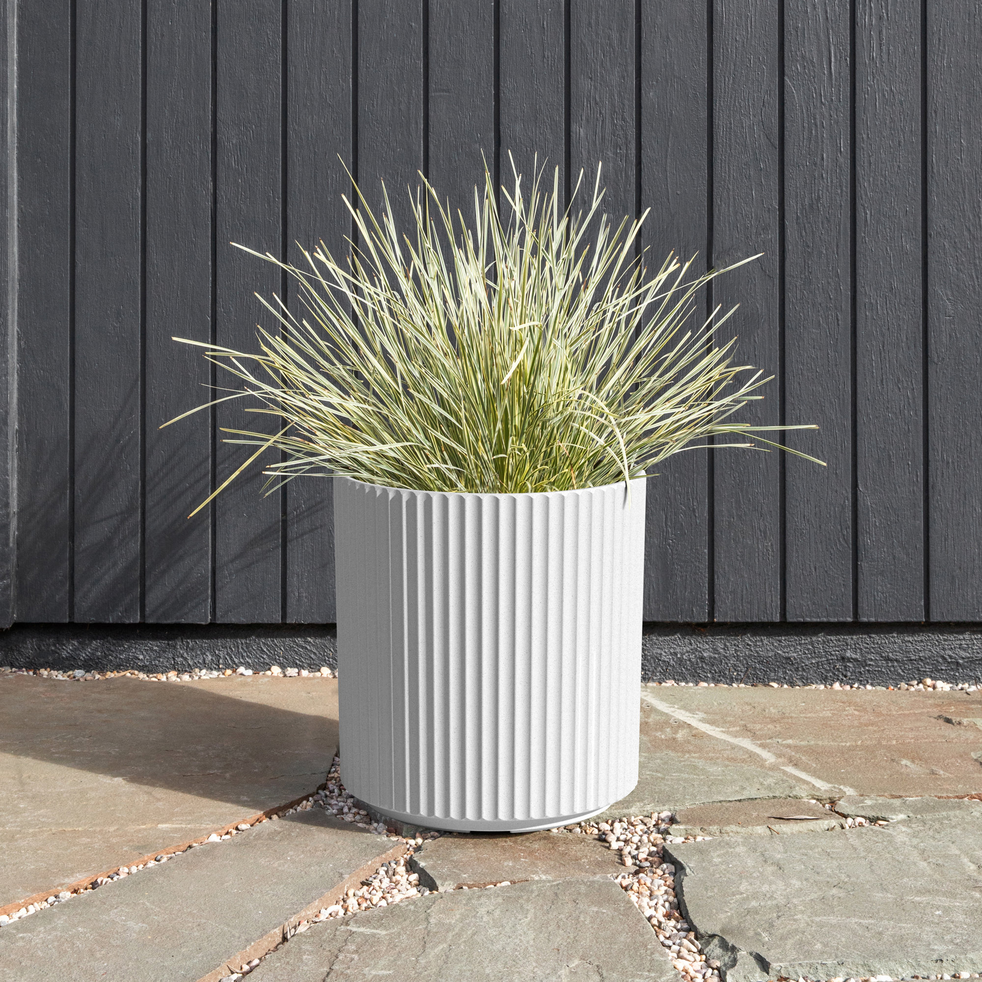 Demi Series Round Planter, White, 1, 16" H x 14.75" W x 14.75" D