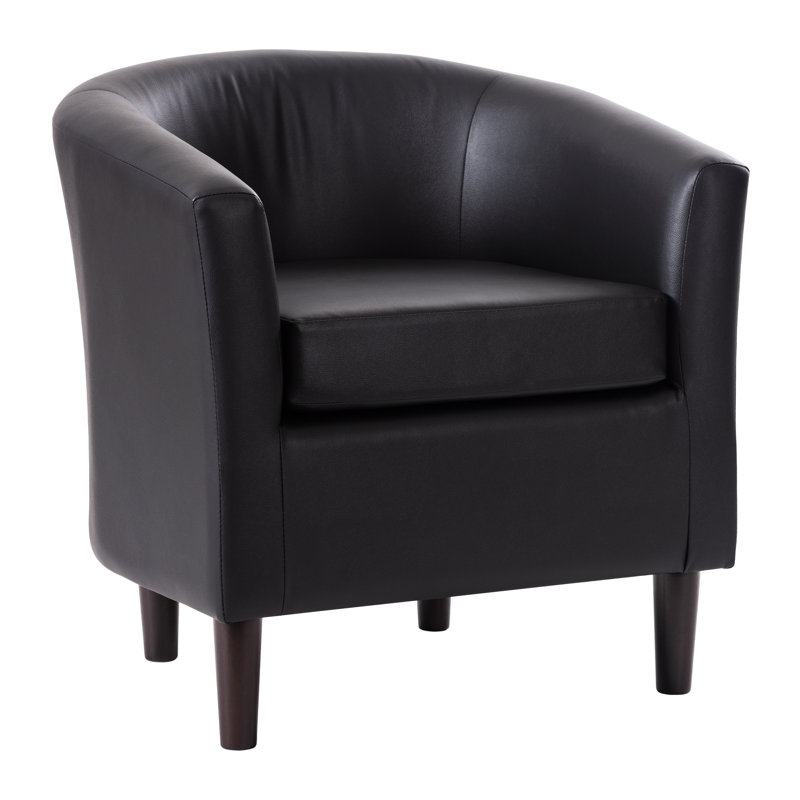 Fauteuil demi-tonneau de 27 po Scarlet, Similicuir noir
