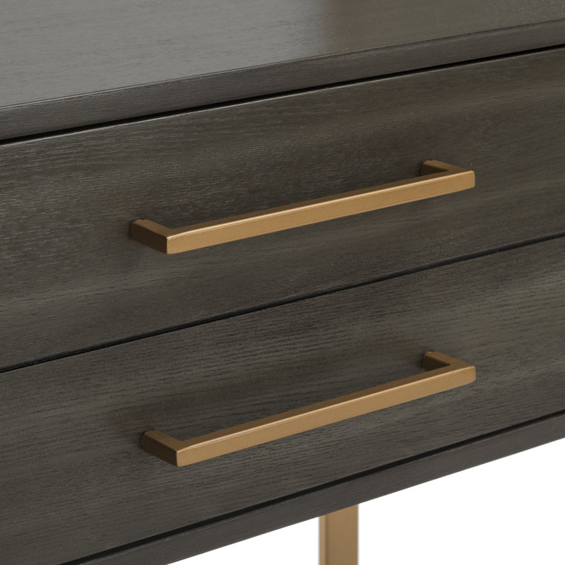 Étagère à livres en fer H 72 po x l 32 po Skylar, Doré / chêne gris