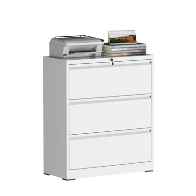 35.43"W 3 Drawer Metal Lateral Filing Cabinet for Home Office - A4/Letter/Legal Size