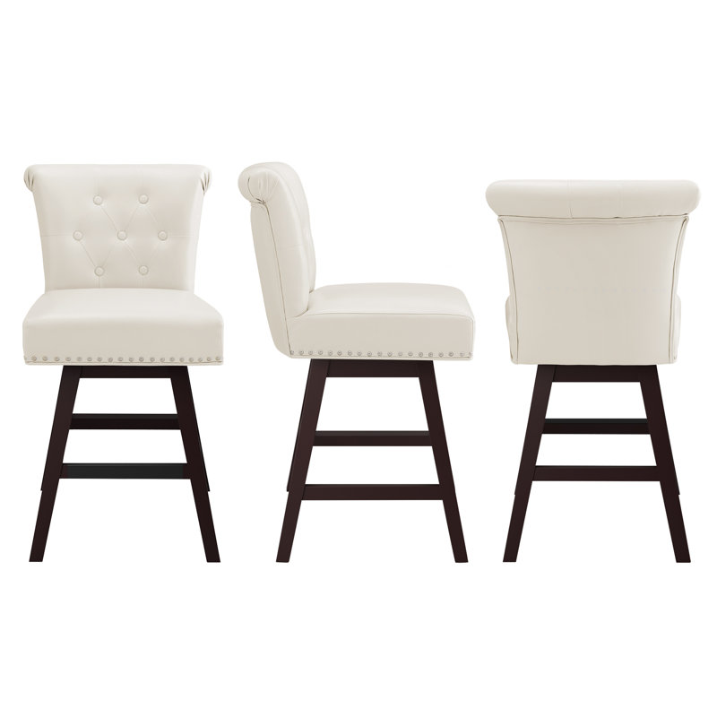 Aquetzalli Swivel Upholstered Counter Stool, White, 3