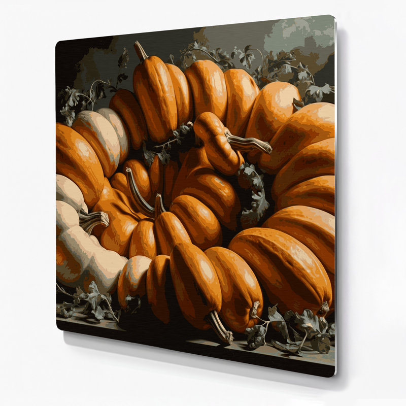 Art mural en métal légumes et courge musquée noire, H 16 po x l 16 po
