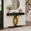 Table console étroite à 3 tiroirs, avec structure en métal, style moderne.