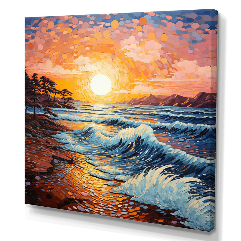 Beach Golden Sands Pointillism II, Toile tendue, 16" H x 16" W