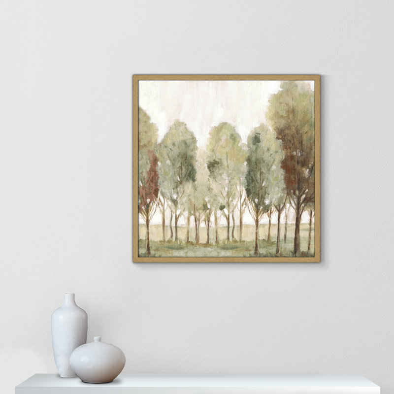 «Silent Fall I Print» par Eva Watts, Grain de bois naturel, L 27,5 po x H 27,5 po, Impression encadrée