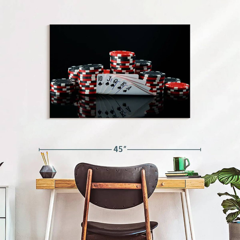 Poker sur toile, H 26 po x l 39 po x P 1,25 po