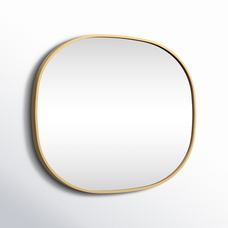Sabine Metal Curved Oval Wall Mirror, Brass, 30" x 24"