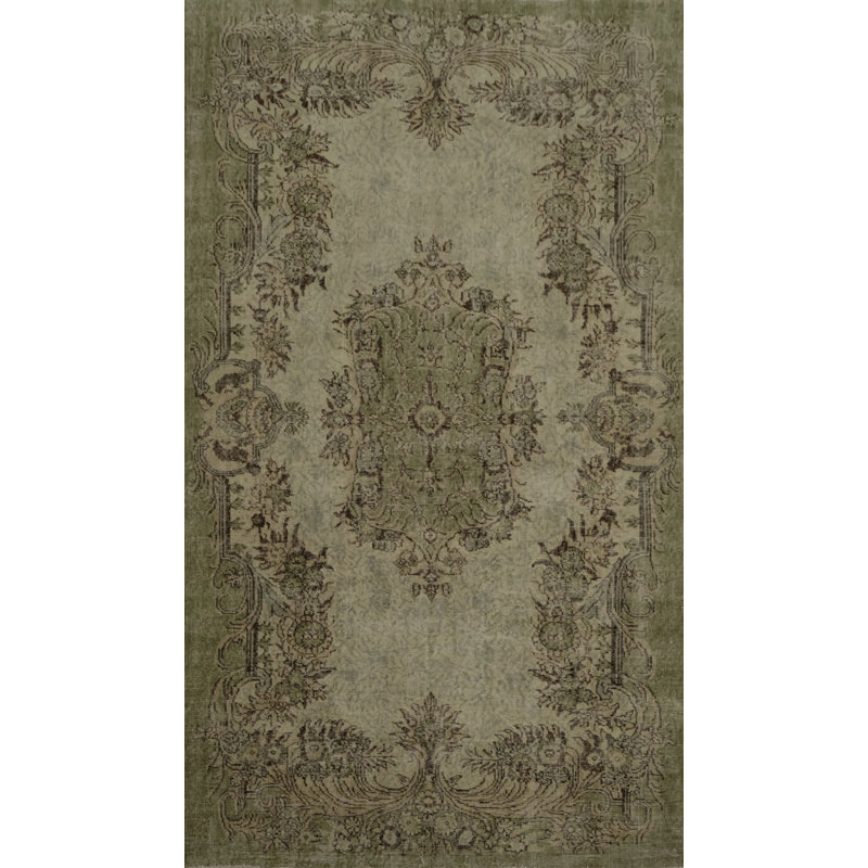 Tapis turc chic vert anatolien 6 x 9 pour intérieurs classiques