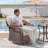 5-Piece Premium Outdoor Rattan Set, 2 Swivel Glider Chairs With T-Shaped Backrests, 2 Multi-Functional Ottomans & A Reinforced Glass Side Table For Patio, Garden, Poolside & Backyard