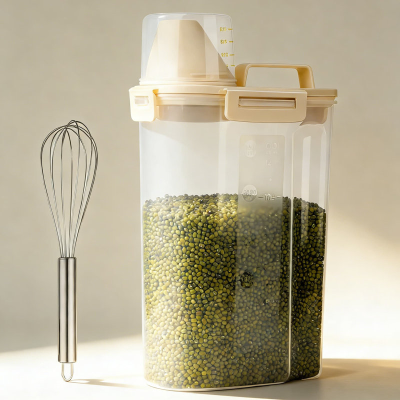 Contenant hermétique pour aliments avec bec verseur et tasse à mesurer - Distributeur de plastique sans BPA pour les céréales, la farine, le riz et les produits de boulangerie
