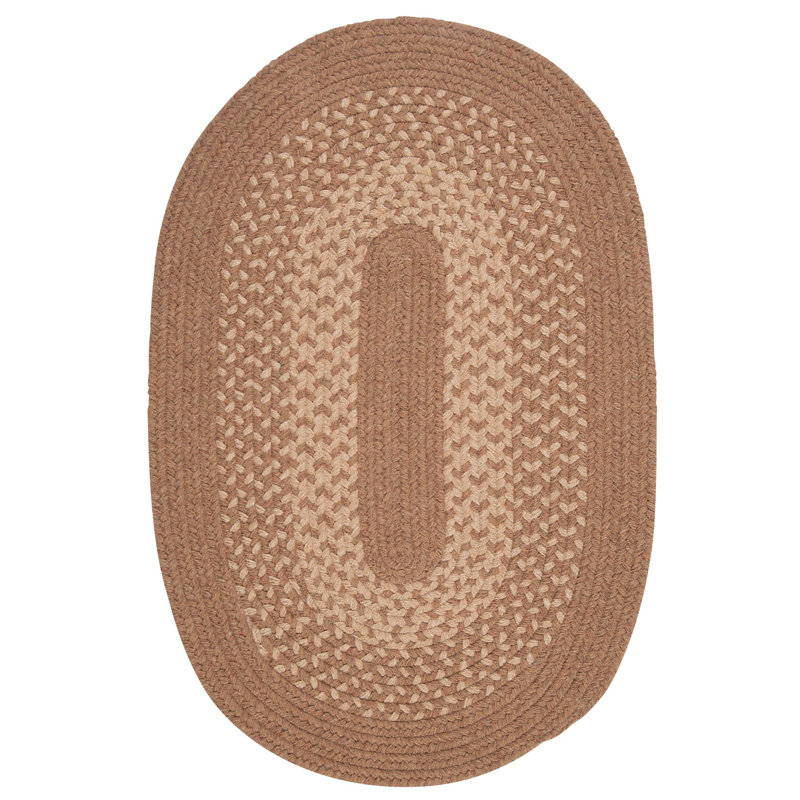 Tapis réversible en mélange de laine Wingo - Taupe, Ovale 2 pi x 7 pi