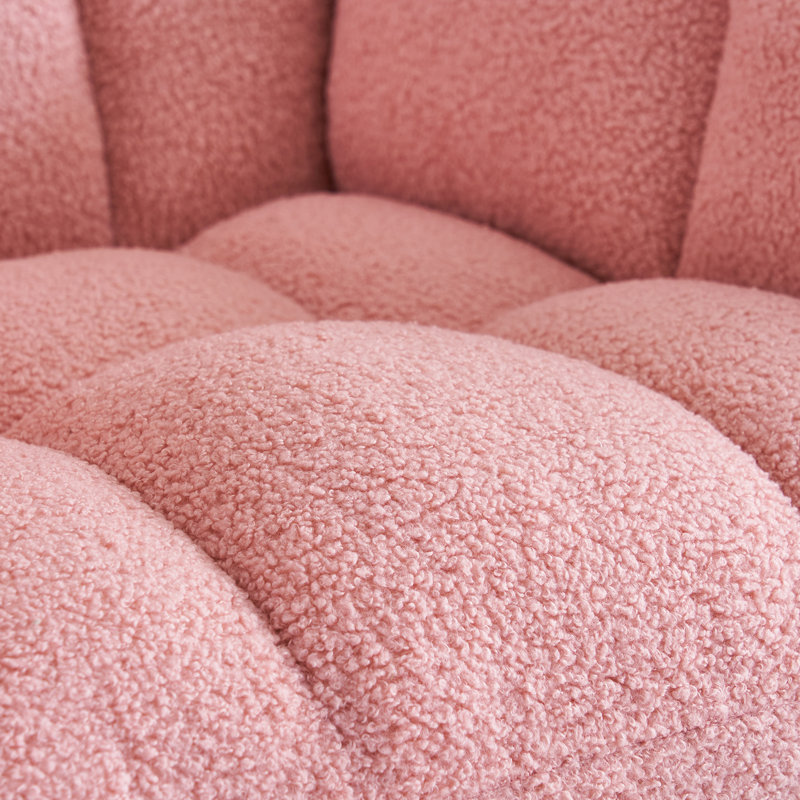 Chaise berçante rembourrée Jillan, Fausse fourrure rose