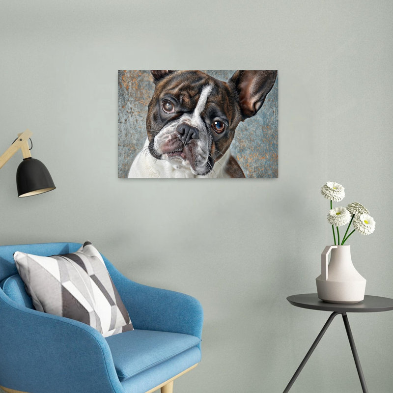 Curious French Bulldog Dog Wall Art Print, 60.96cm H x 40.64cm W
