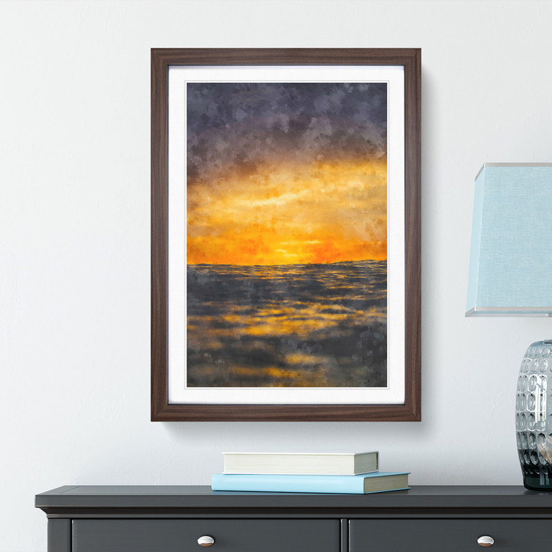 Ocean Of Clouds Abstract - Single Picture Frame Painting on MDF, Walnut Framed, 33cm H x 24cm W x 2cm D