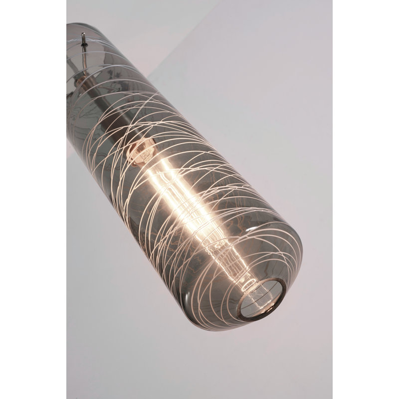 Luminaire suspendu cylindrique à 1 lumière Hicksville, Fumée, 3