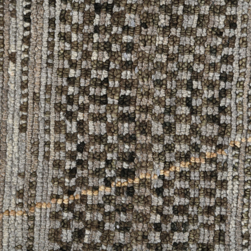 Hand-Knotted Gray and Brown Wool Geometric 2' x 3' Area Rug