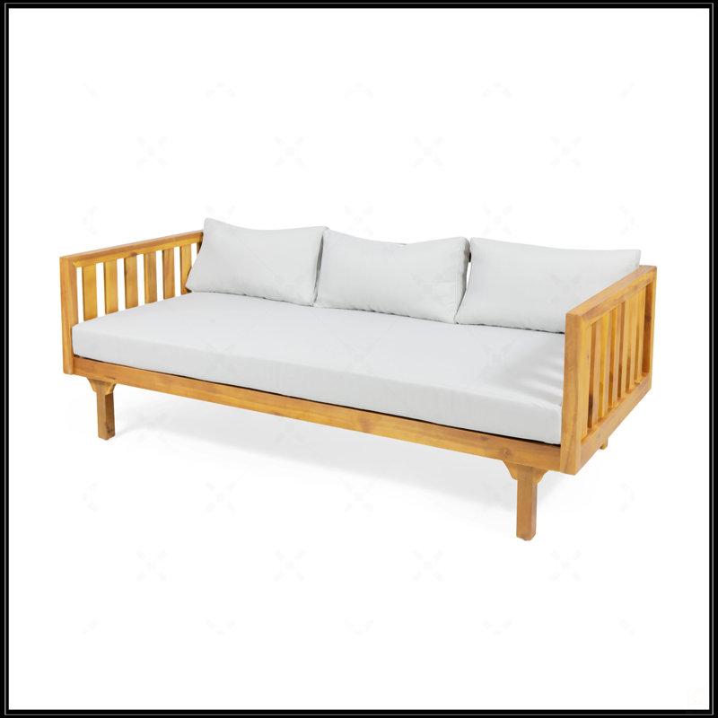 Lit de jour 3 places, Beige, Teck