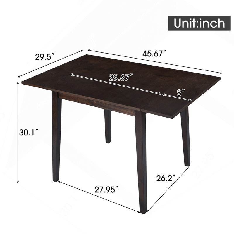 29"- 45" Extendable Dining Table for 4, Folding Kitchen Table, Espresso