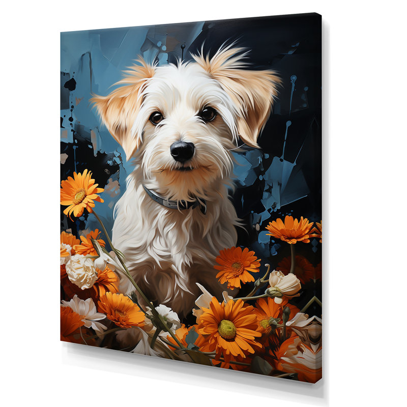 Reproduction d'art mural «Popping Dog» - animaux_105831, H 40 po x l 30 po x P 1,5 po, Toile tendue