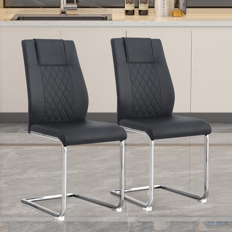 Chaise de salle à manger rembourrée Harin, Noir