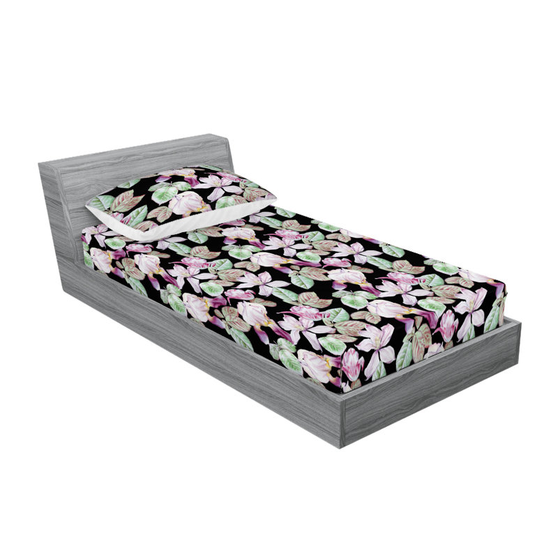 Drap-housse et taies décoratives 3 pièces Ambesonne, Ensemble de draps pour lit simple avec 1 taie d'or
