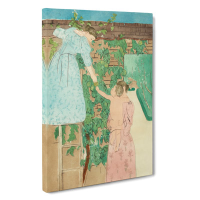 Gathering Fruit by Mary Cassatt - Wrapped Canvas Painting