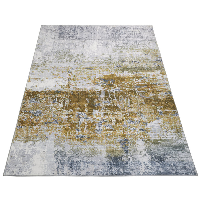 Lux Abstract Ultra soft Stain Guarded Gold Area Rug, Rectangle 200 x 290cm