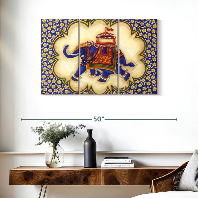 Brampt Elephant Cartouche Facing Left, 24" H x 38" W