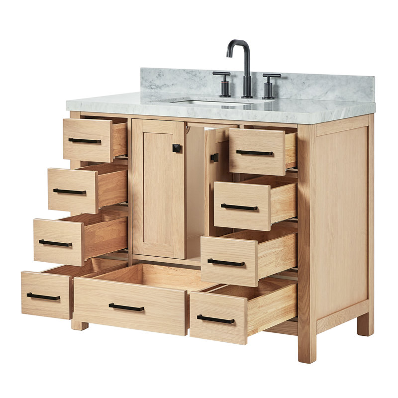 Ensemble de meuble-lavabo simple 43 po Cambridge, Chêne / noir mat