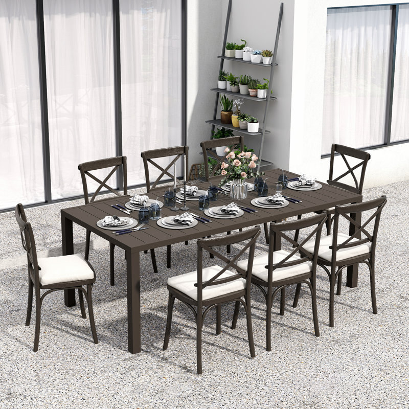 Domi Patio Outdoor Metal Dining Table, 29.53” H x 38.11” W x 78.66” D