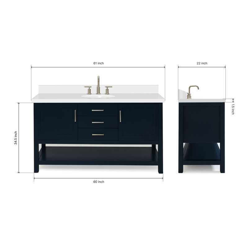 Bayhill 61'' W Single Vanity, Navy