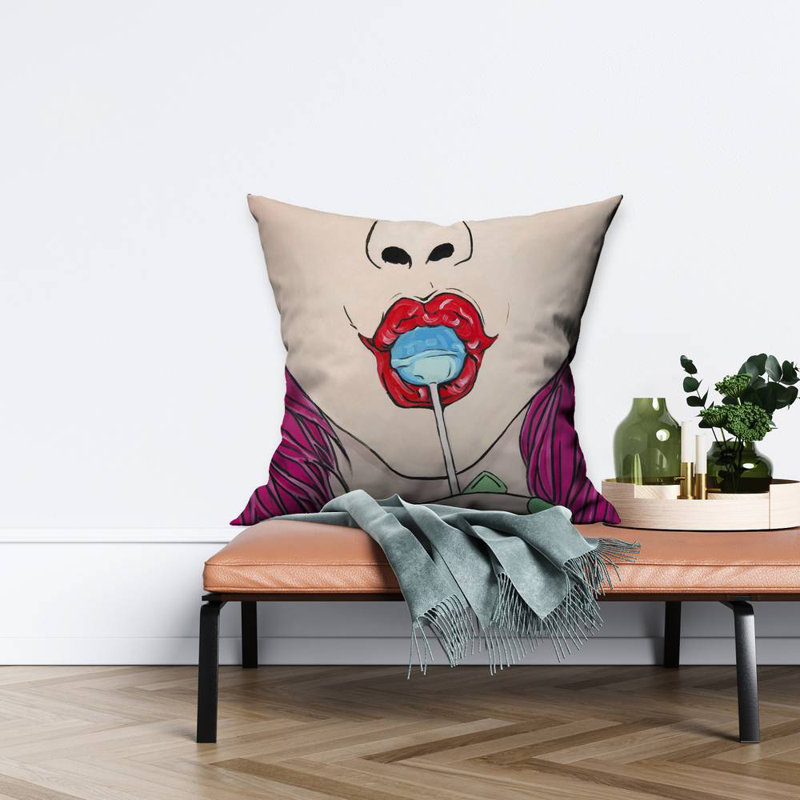 Lollipop Beige Pop Art Poly Twill Throw | Home Decor Accent