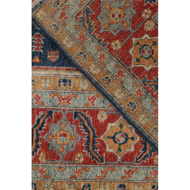Hand Knotted Wool Area Rug in Red