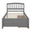 Lit plateforme simple avec cadre de lit en bois avec deux tiroirs et tête de lit, pas besoin de sommier-255773837