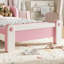 Lit plateforme simple tapissier simple en forme de chat pour enfant, cadre de lit pour enfant à profil bas de style princesse pour lit, blanc et rose-1633562003